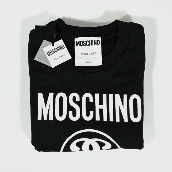 Moschino Couture Logo Double Question Mark Crewneck Sweatshirt Black US 8 NWT - Picture 7 of 17